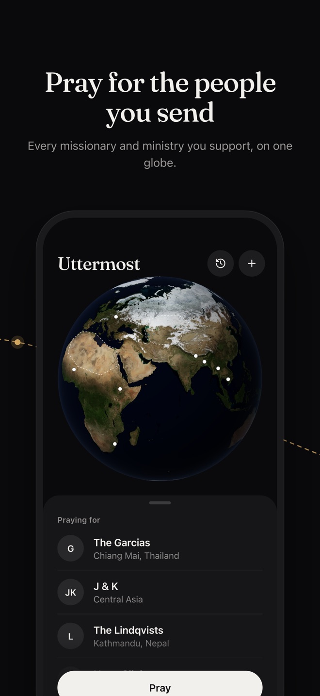Pray for the people you send: a globe with the missionaries you support pinned around the world