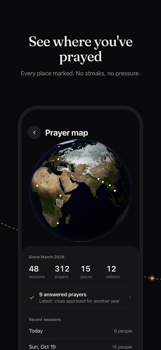 See where you've prayed: a map of the places you've covered in prayer